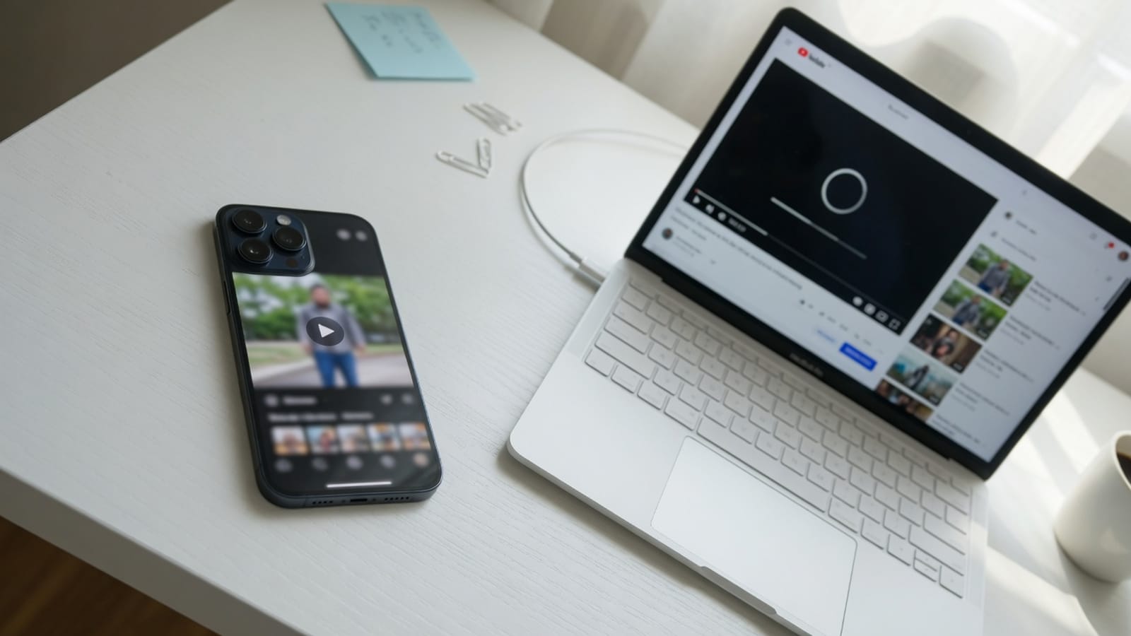 Phone and laptop ready to convert a local video file