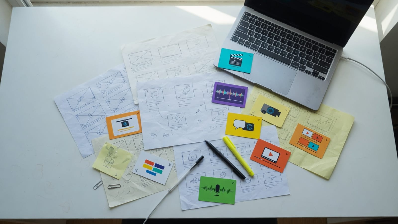 Desk with a laptop used for local video tools